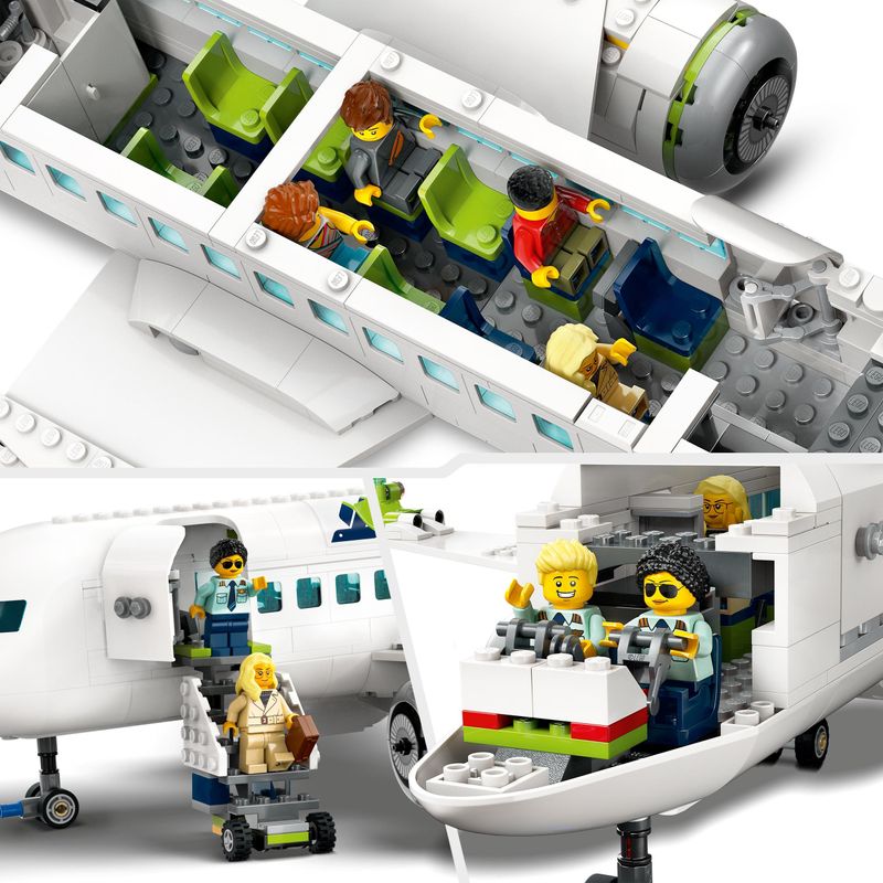 LEGO-City-60367-Aereo-Passeggeri-Modellino-di-Aeroplano-Giocattolo-da-Costruire-con-9-Minifigure-e-Veicoli-dell-Aeroporto