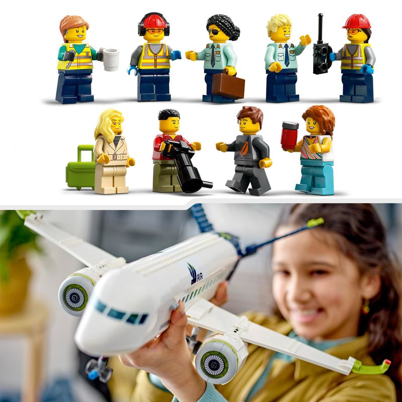 LEGO-City-60367-Aereo-Passeggeri-Modellino-di-Aeroplano-Giocattolo-da-Costruire-con-9-Minifigure-e-Veicoli-dell-Aeroporto