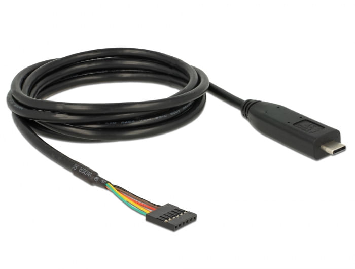DeLOCK - Kabel USB / seriell - USB-C (M) bis 6-poliges TTL (W) 2,0m - Schwarz (63913)